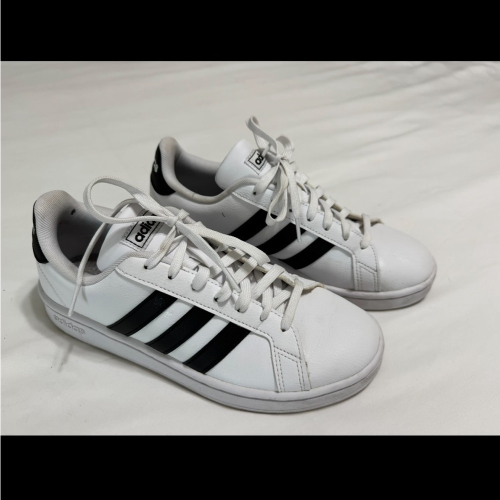 Adidas Grand Court Sneakers – White & Black – $25